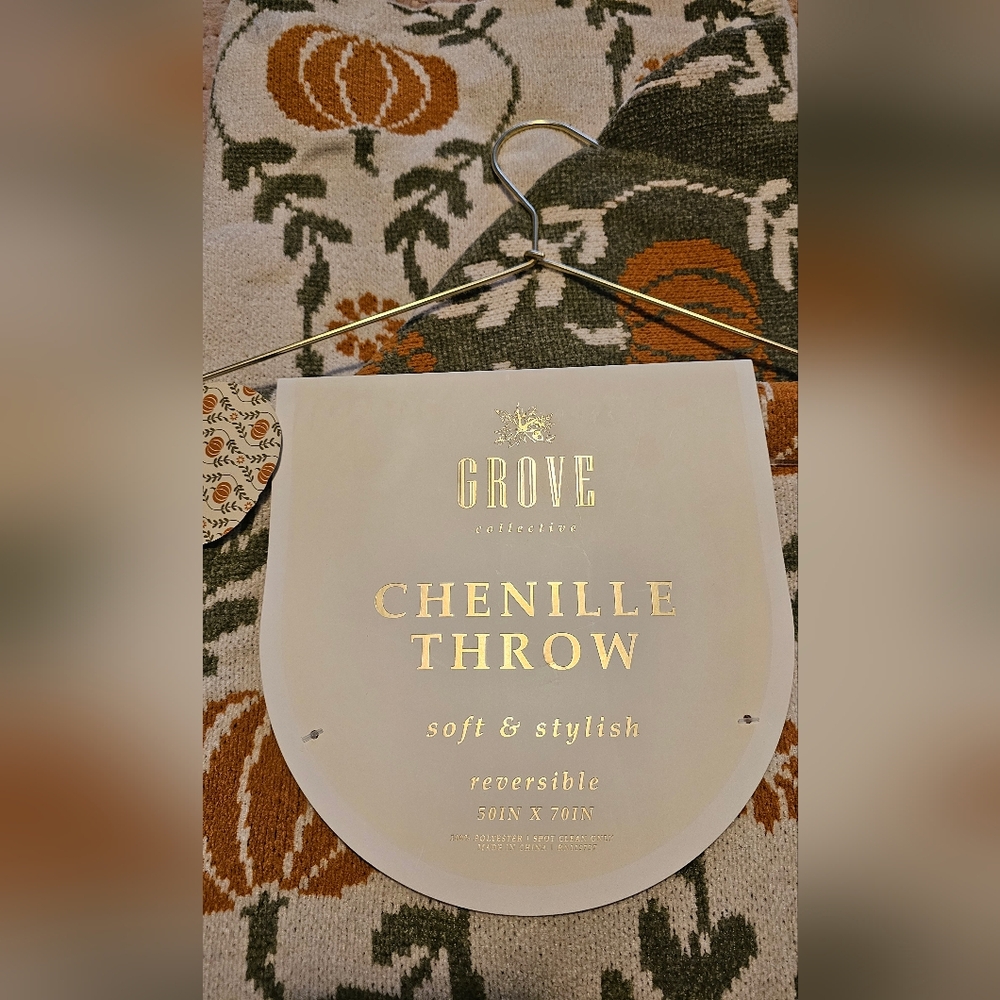 Reversible Grove Collective Chenille Throw Fall/Pumpkins
